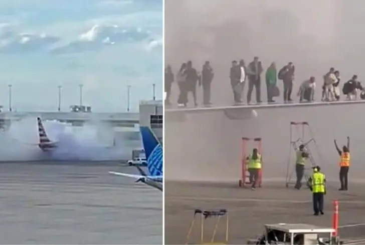 Plane fire emergency at airport