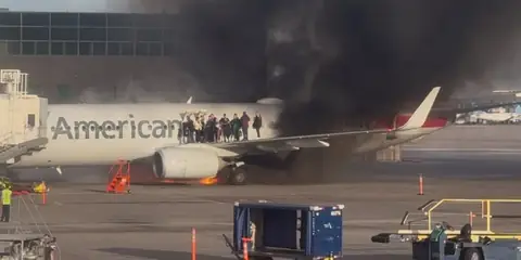 American Airlines Plane Catches Fire, Passengers Evacuated